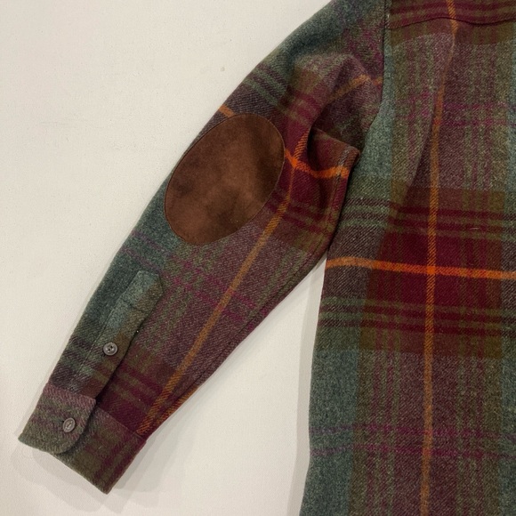 Vintage Lauren Ralph Lauren Petite Tweed Tartan Lamb Wool Leather Elbow Womens M - Picture 14 of 14
